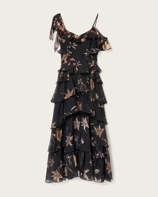 AllSaints Multicolor Sienna Ruffle Maxi Dress