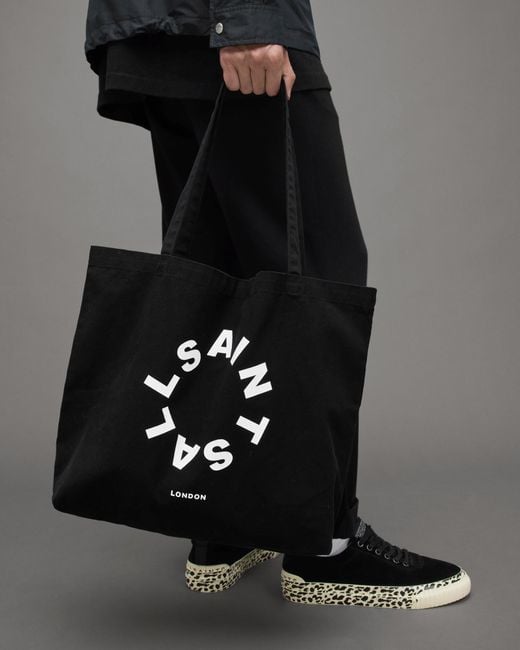 AllSaints Black Tierra Circle Logo Tote Bag for men