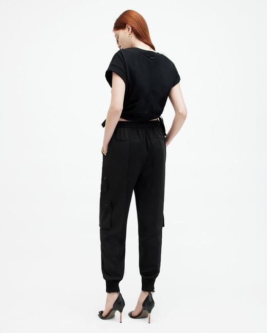 AllSaints Black Venus Relaxed Tapered Utility Trousers,