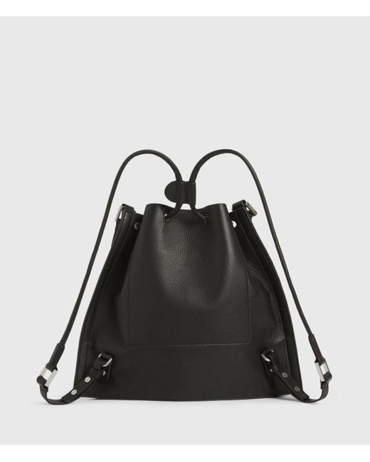 all saints lear leather backpack AllSaints Men's Carabiner Black One Size this stylish leather backpack is designed by AllSaints Bordeaux Darcy Large Backpack