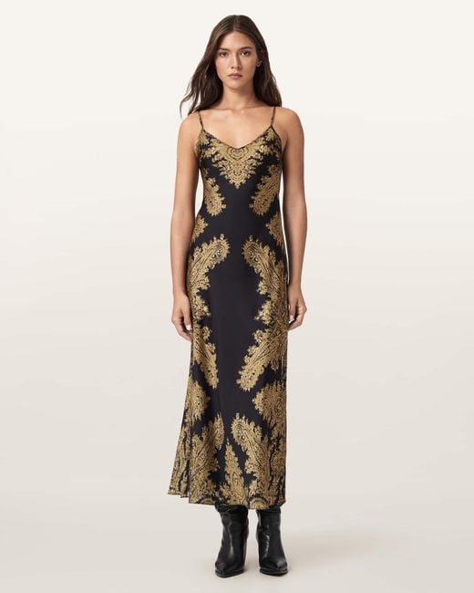 AllSaints Natural Bryony Paisley Slip Dress