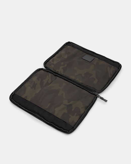 AllSaints Black Saff Camouflage Embossed Logo Laptop Case