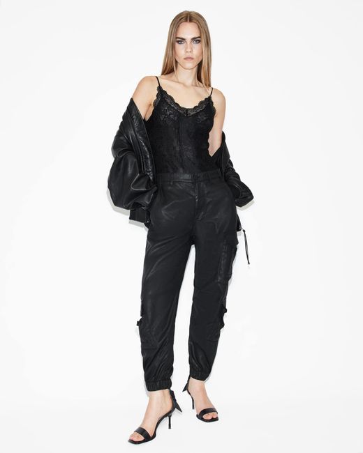AllSaints Black Himari Coated Relaxed Fit Cargo Trousers,, Coated