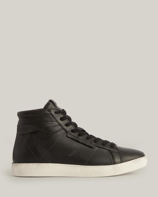 AllSaints Black Miles High Top Leather Trainers, for men