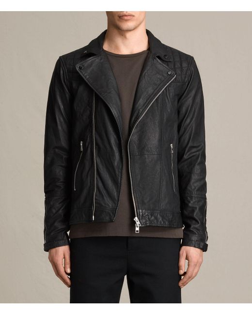AllSaints Black Kushiro Leather Biker Jacket for men