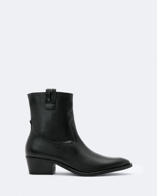 AllSaints Black Jura Zip-Up Leather Boots