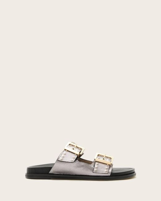 AllSaints Natural Magda Studded Leather Sandals