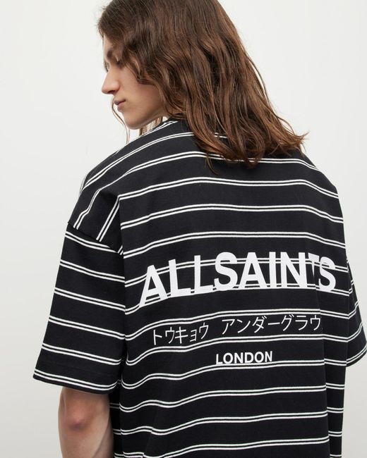 AllSaints Multicolor Underground Oversized Striped T-shirt for men