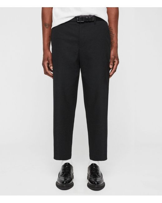 AllSaints Gray Miro Cropped Wide-leg Trousers for men