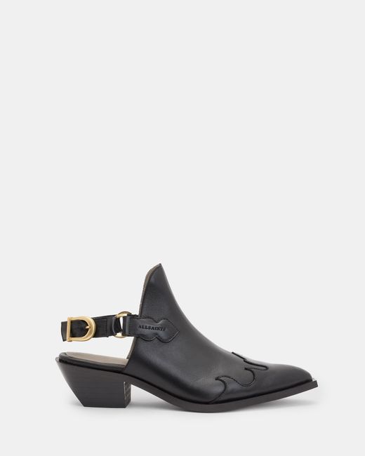 AllSaints White Desola Leather Western Mule