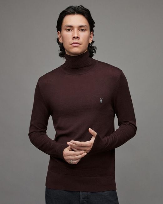 AllSaints Mode Merino Roll Neck Jumper in Brown for Men Lyst UK