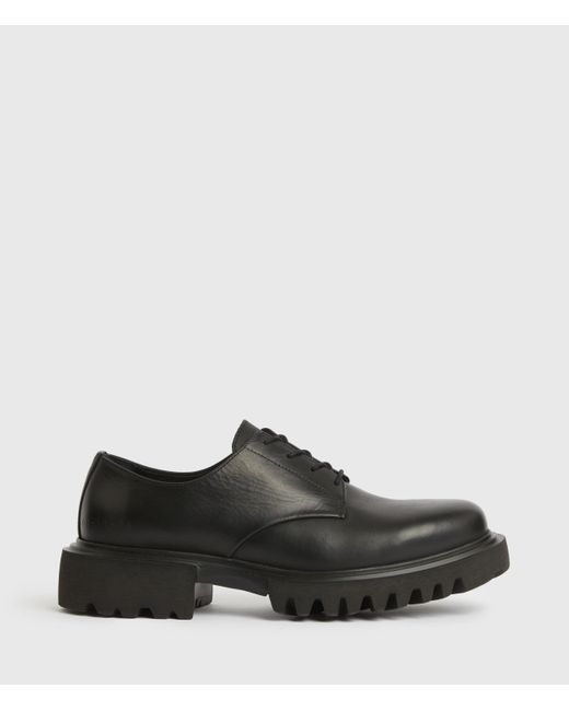 AllSaints Black Evan Leather Derby Shoes for men