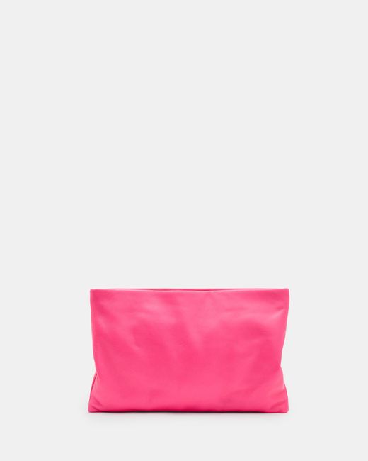 AllSaints Pink Bettina Leather Clutch Bag