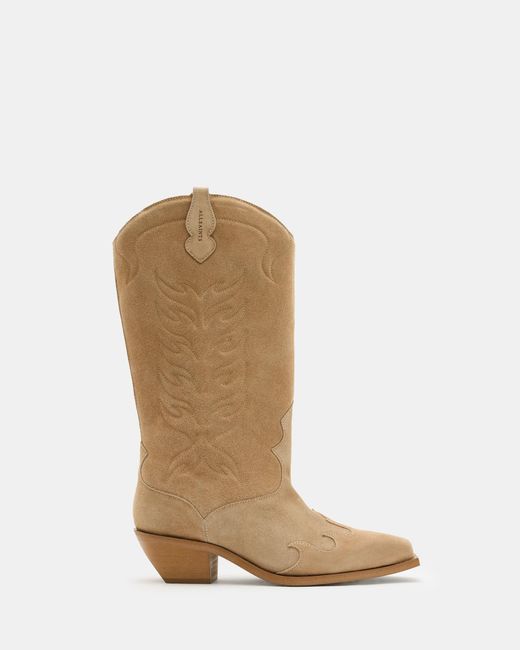 AllSaints Natural Dolly Western Leather Boots