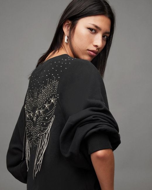 AllSaints Black Astroeagle Cygni Embellished Sweatshirt