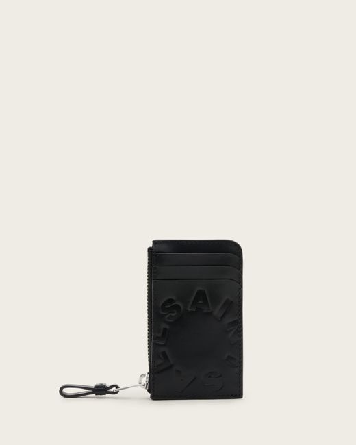 AllSaints Black Isamu Tierra Embossed Leather Cardholder for men