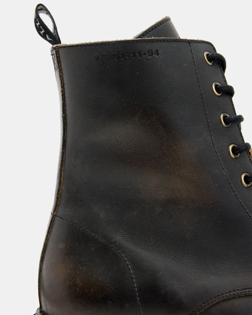 AllSaints Black Tobias Lace Up Leather Boots,, Dark for men