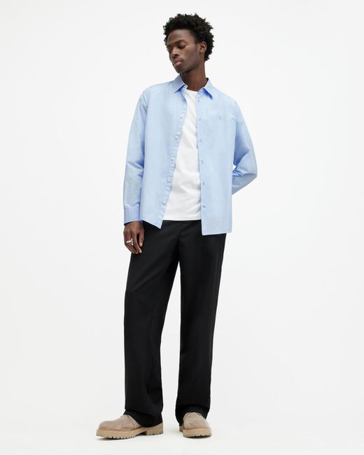 AllSaints Blue Tahoe Garment Dyed Relaxed Fit Shirt, for men