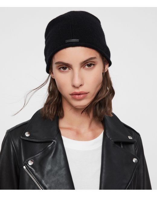 Self Rolled Edge Cashmere Blend Beanie 