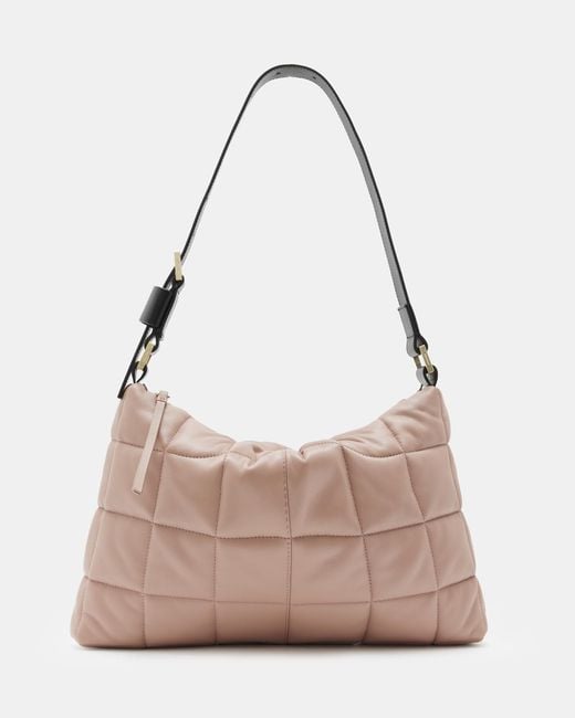 AllSaints Pink Edbury Leather Quilted Shoulder Bag