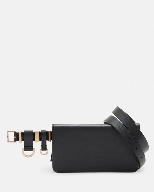 AllSaints Black Leather Ursa Keeper Bag Belt