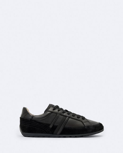 AllSaints Black Liam Leather And Suede Low-Top Sneakers