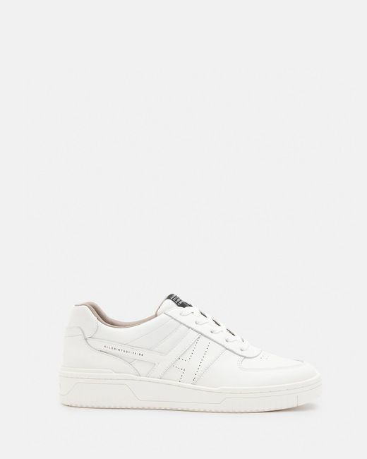 AllSaints White Vix Low Top Round Toe Leather Trainers