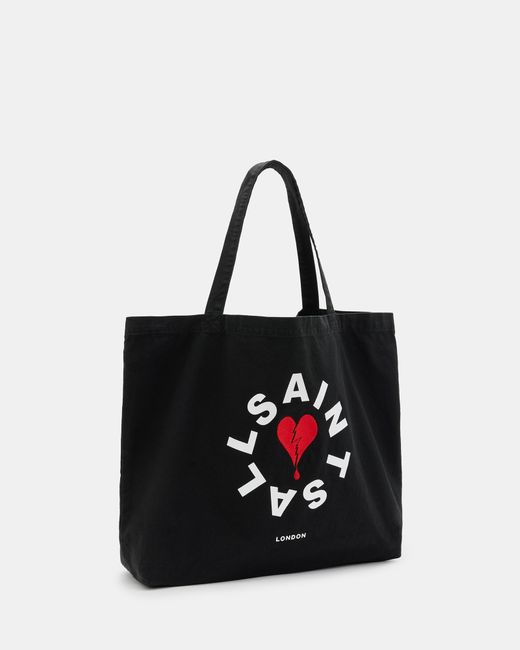AllSaints Black Tierra Break Up Logo Print Tote Bag for men