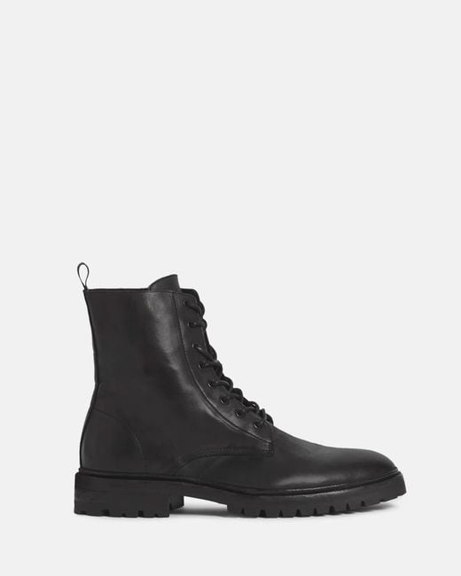AllSaints Mens Black Tobias Lace-up Leather Ankle Boots 9 for men