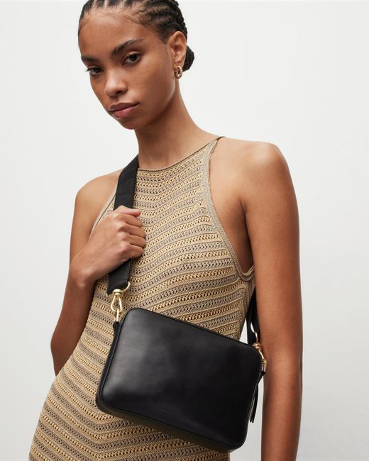AllSaints Lucile Leather Crossbody Bag in Black Lyst