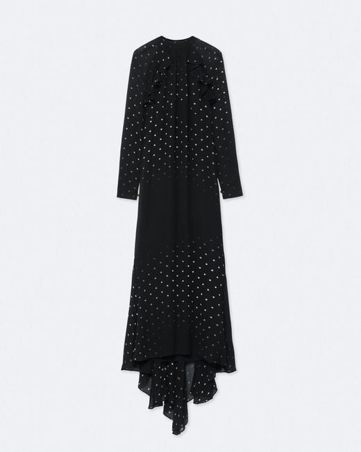AllSaints Black Polk-Dot Silk Maxi Dress