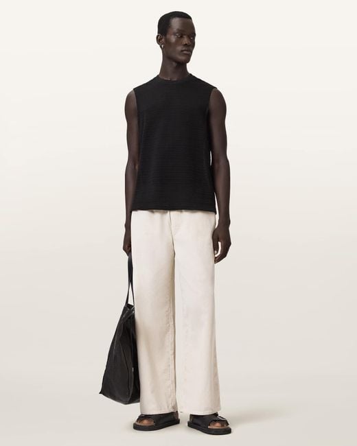AllSaints Natural Cove Sleeveless Crew Neck Cotton T-Shirt for men