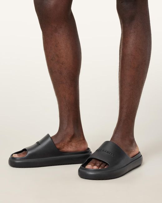 AllSaints Dune Slip On Logo Slides in White for Men | Lyst