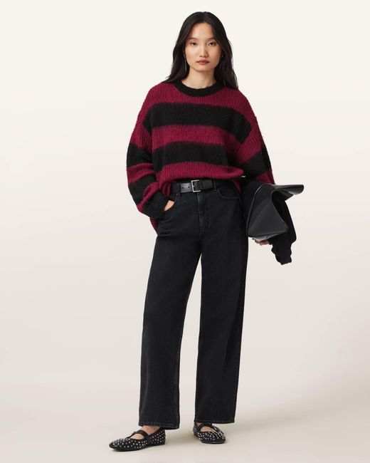 AllSaints Blue Onyx Striped Relaxed Sweater