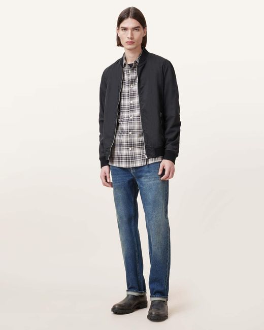 AllSaints Blue Bassett Ramskull Bomber Jacket for men