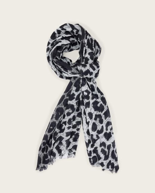 AllSaints White Leia Leopard Print Cotton Scarf