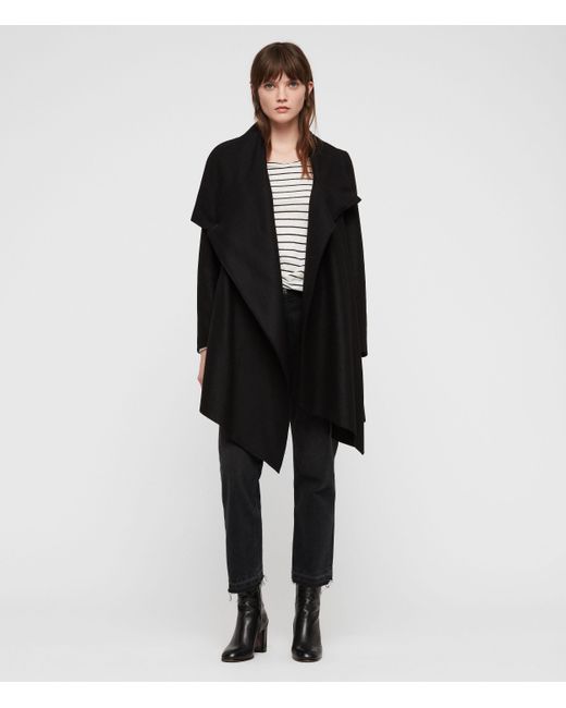 AllSaints Wolle City Monument Mantel Womens in Schwarz | Lyst AT