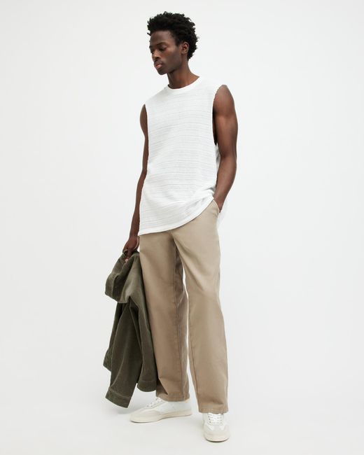 AllSaints Natural Hanbury Linen Blend Relaxed Fit Trousers, for men