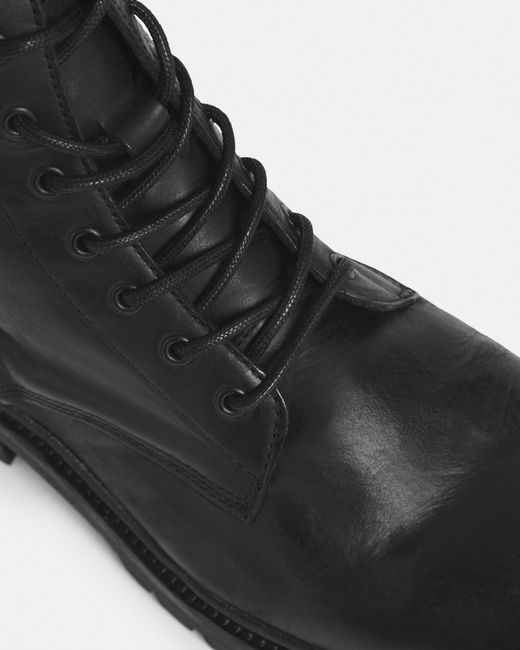 AllSaints Mens Black Tobias Lace-up Leather Ankle Boots 9 for men