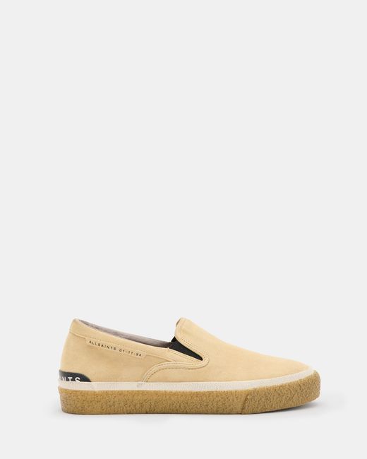 AllSaints Natural Navaho Suede Slip On Trainers for men