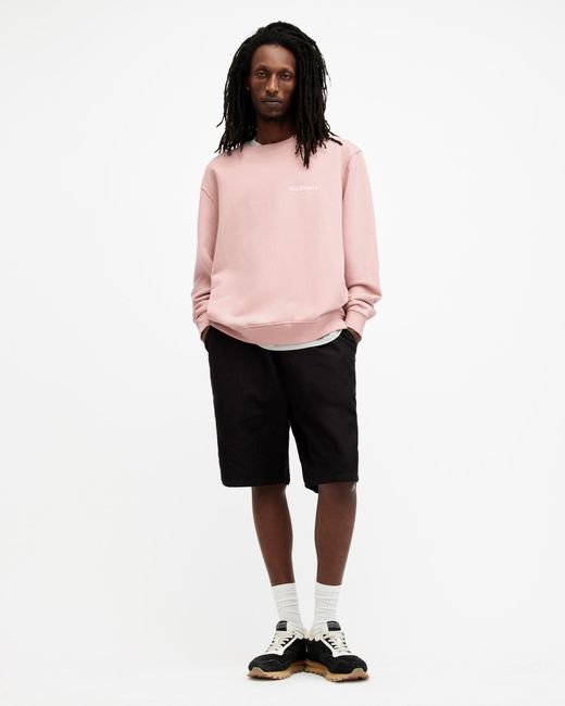 AllSaints Pink Access Relaxed Fit Crew Neck Sweatshirt, for men