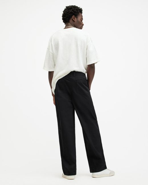 AllSaints Black Jovi Mid-Rise Straight Fit Trousers for men