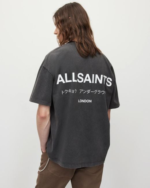 AllSaints Underground Oversized Crew T-shirt in Black for Men | Lyst