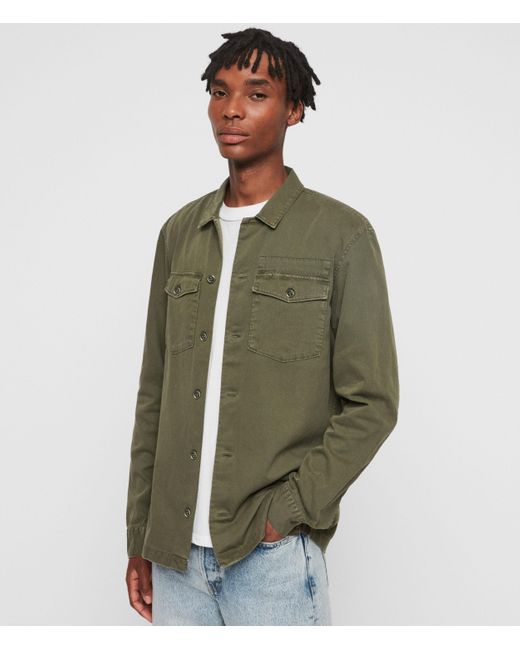 AllSaints Spotter Shirt Mens in Green 