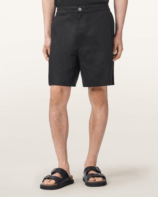 AllSaints Black Circe Straight Fit Odyssey Shorts for men