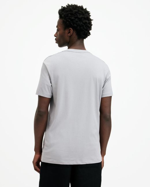 AllSaints White Tonic Crew Neck Slim Ramskull T-shirt, for men