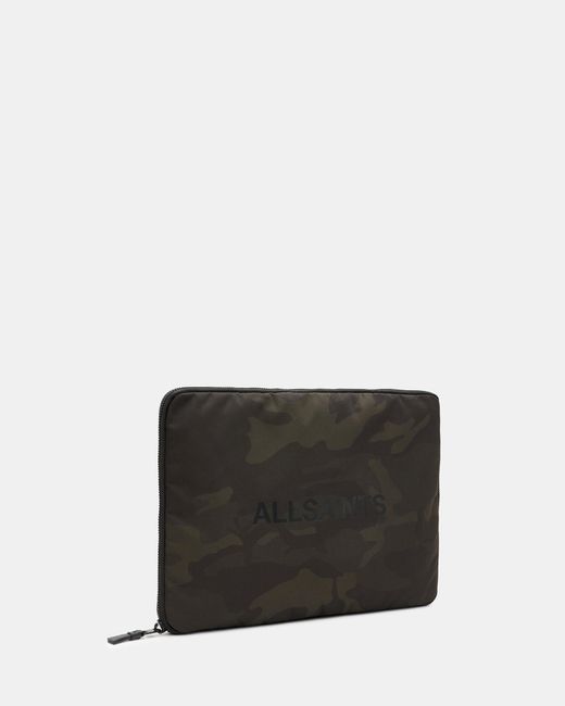 AllSaints Black Saff Camouflage Embossed Logo Laptop Case