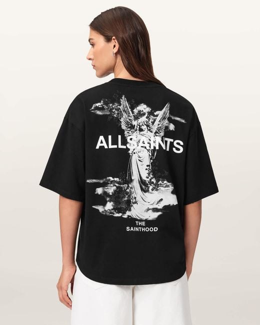AllSaints Black Guardian Amelie Oversized T-Shirt