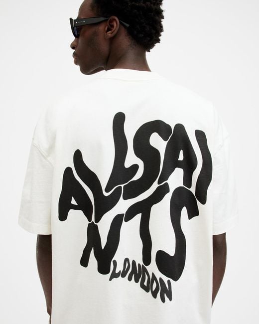 AllSaints White Orlando Logo Print Oversized T-shirt, for men
