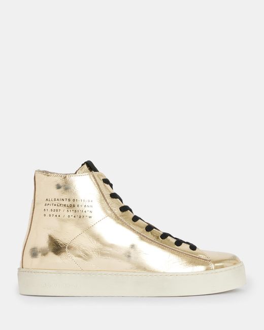 AllSaints Natural Tana Metallic High Top Leather Trainers